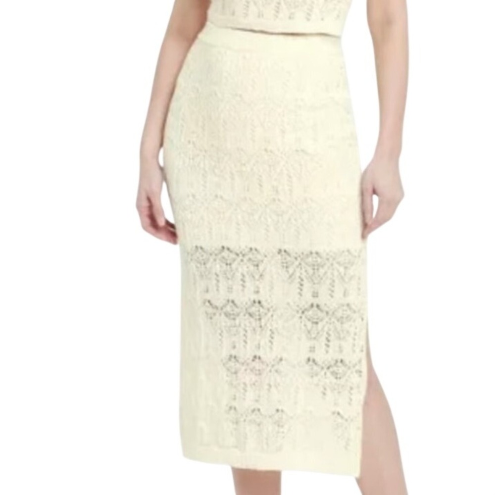 a new day Crochet Style Midi Skirt Cream Large